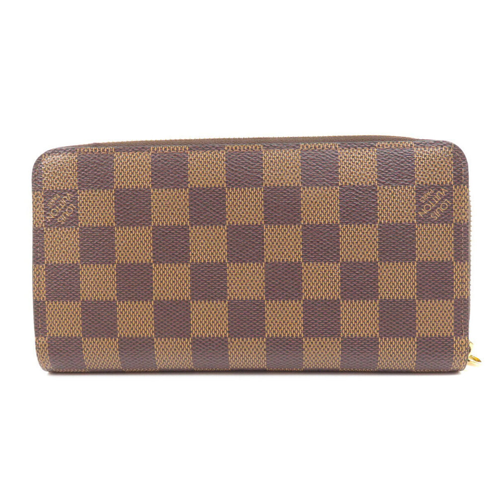 Louis Vuitton Ebene Damier Long Zippy Canvas Wallet Brown Wallet Brown